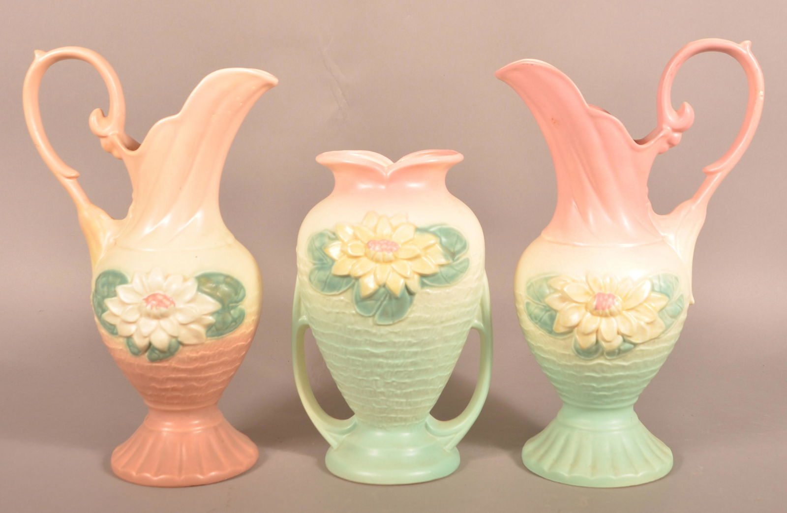 Three Pieces of Hull Art Pottery Water Lily Pattern. (1 of 4)