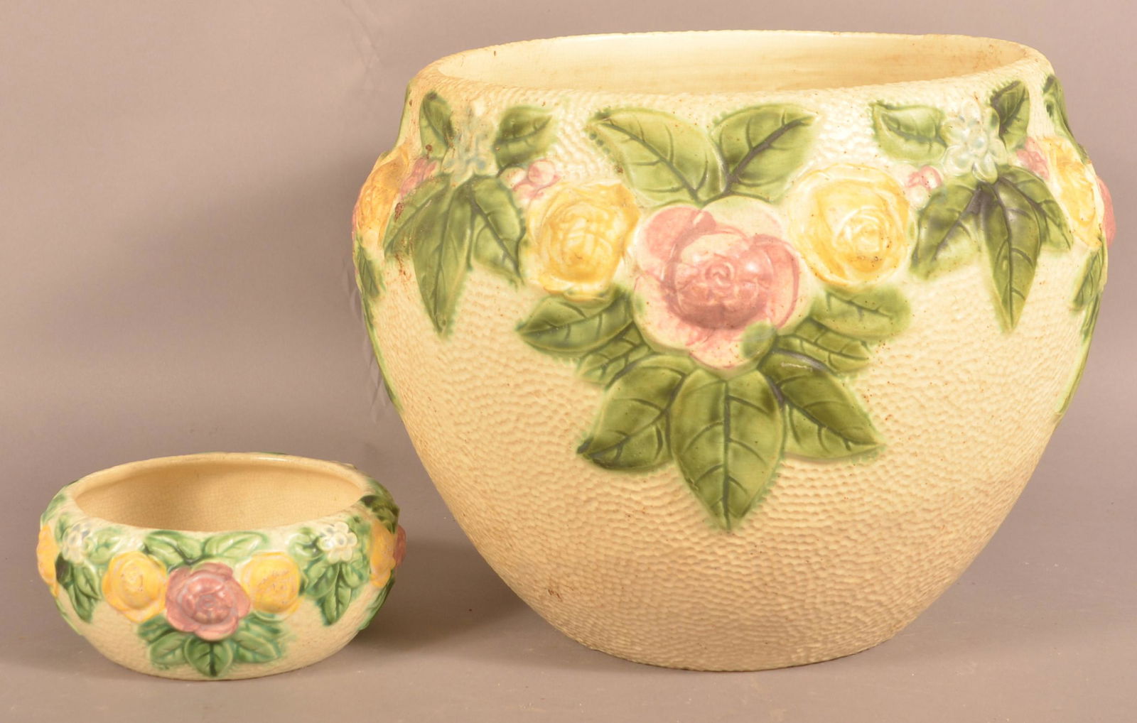 Roseville Art Pottery Rozane Line Jardiniere and Bowl. (1 of 3)