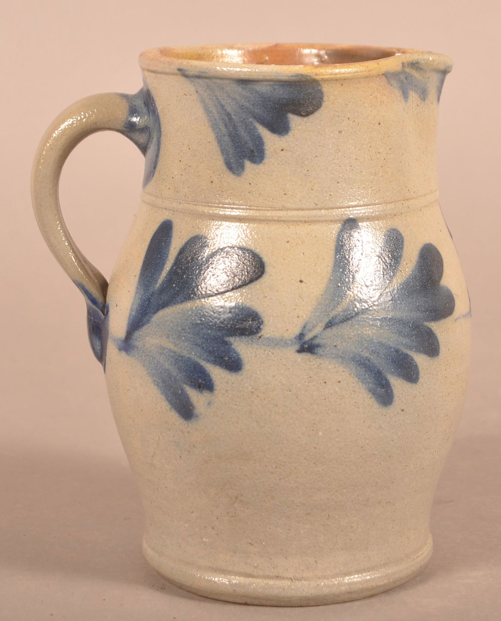 Small Stoneware Pitcher with Cobalt Foliate Decoration. (1 of 4)