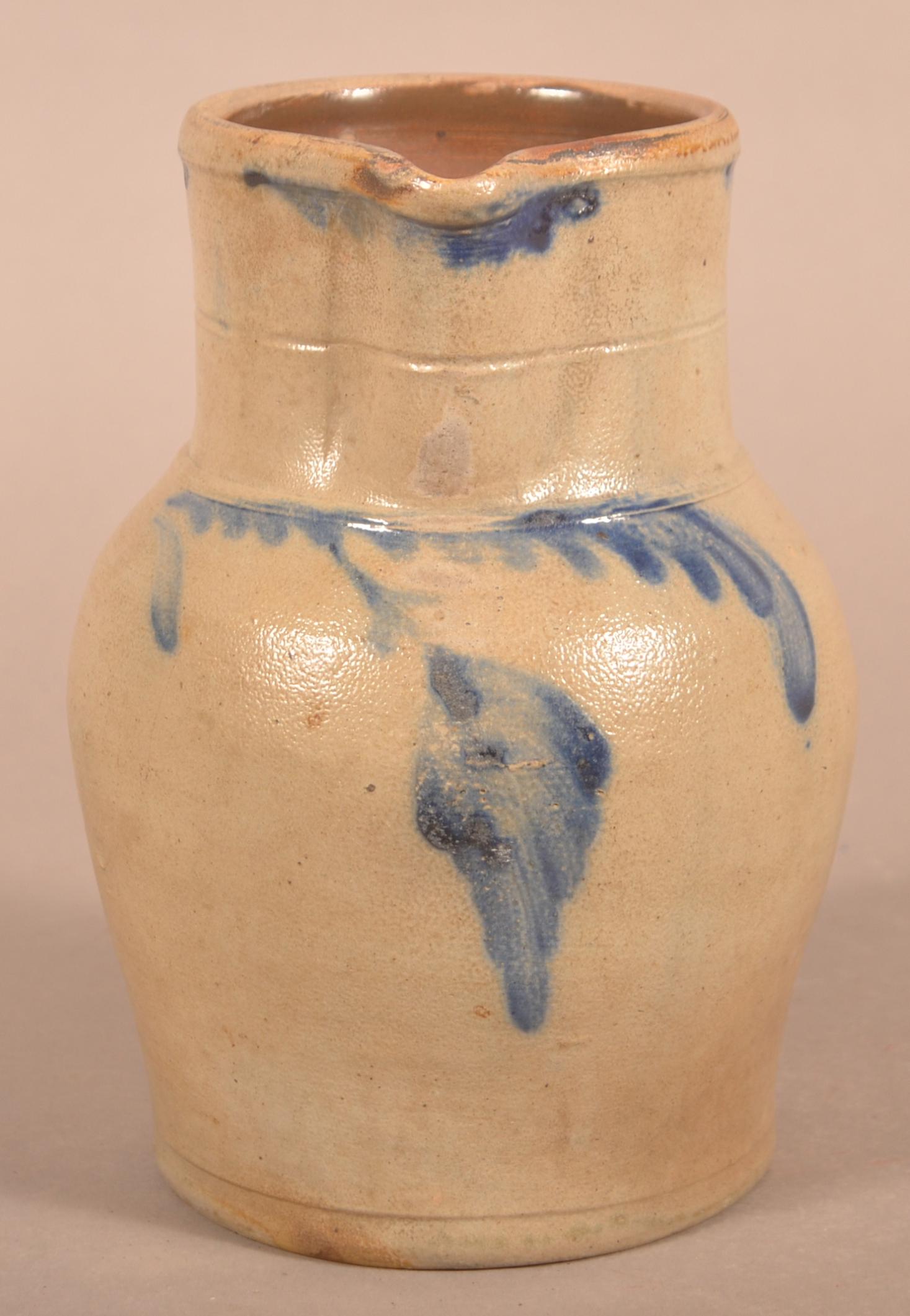 Stoneware Pitcher with Cobalt Foliate Decoration. (1 of 4)