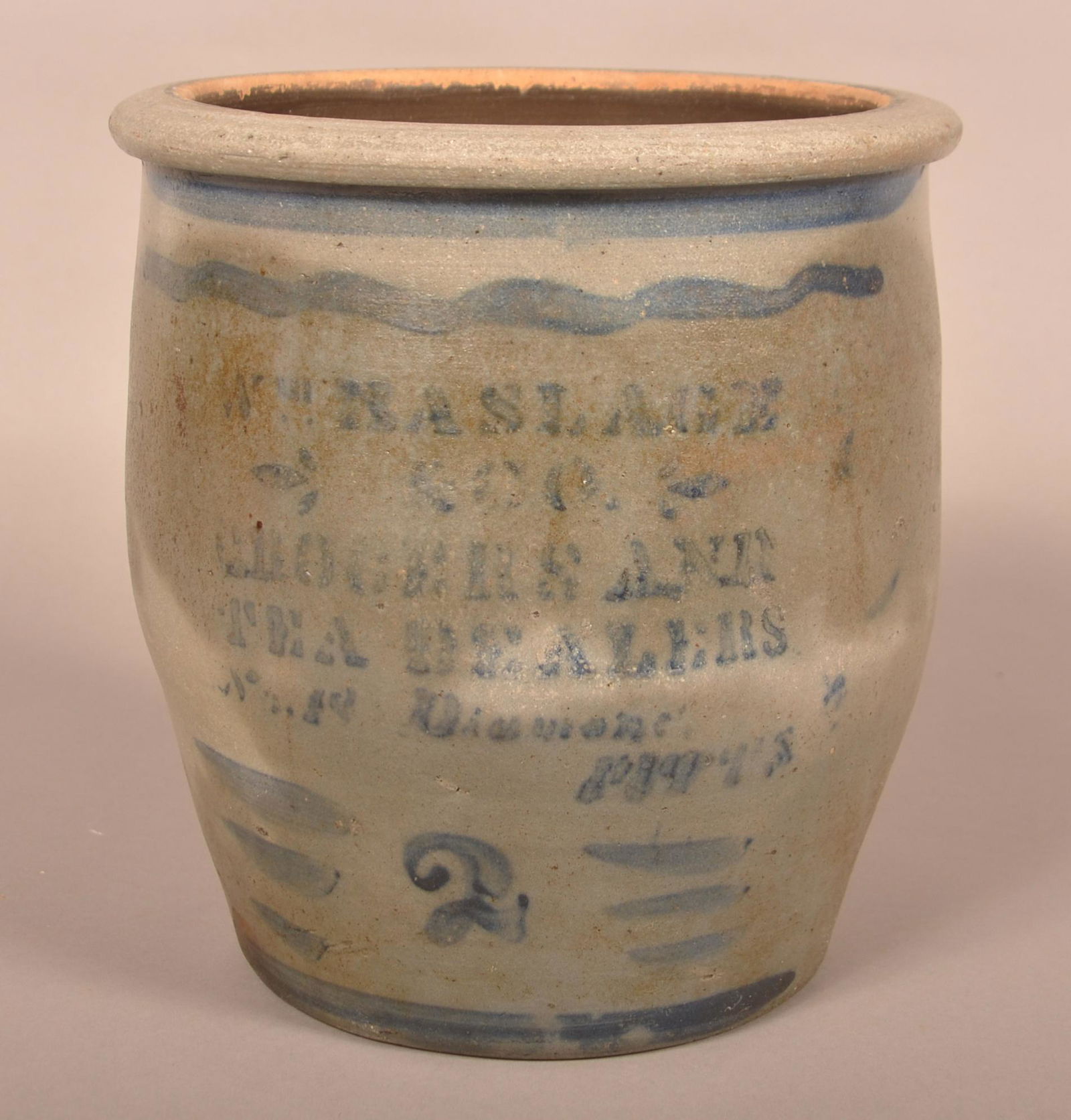 2-Gallon Stoneware Jar with Pittsburgh, PA Advertising. (1 of 3)