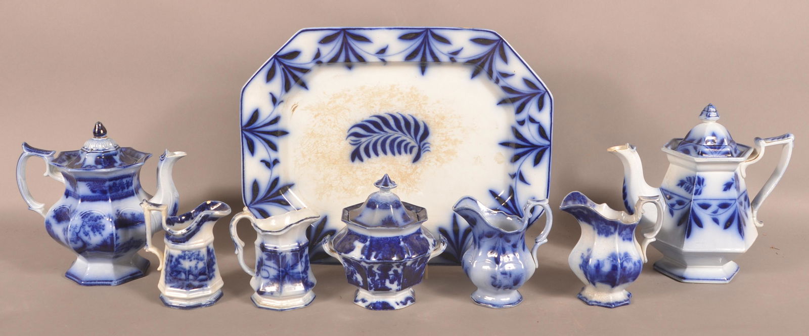 Lot of Antique Flow Blue Ironstone China. (1 of 4)