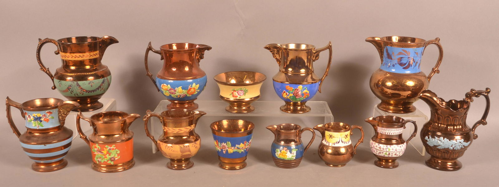Lot of Antique Copper Lustre China. (1 of 2)