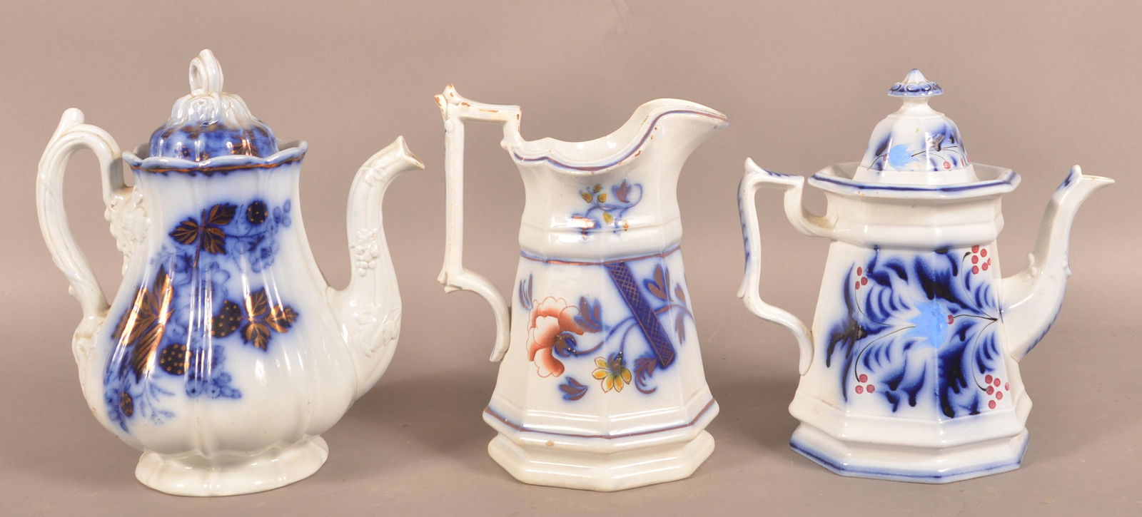 Three Flow Blue Ironstone Vessels. (1 of 4)