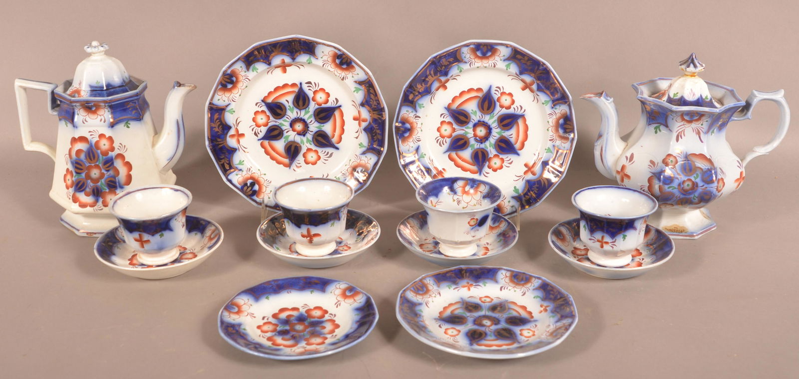 Lot of Gaudy Ironstone Pinwheel Pattern China. (1 of 2)