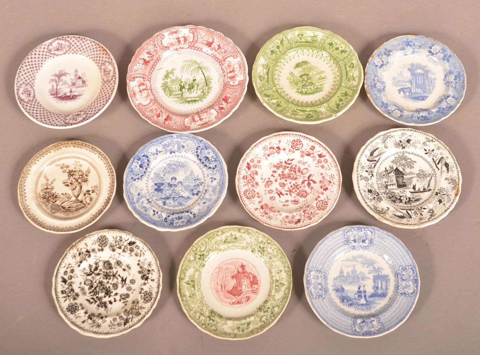 Staffordshire China Transfer-Decorated Cup Plates. (1 of 2)