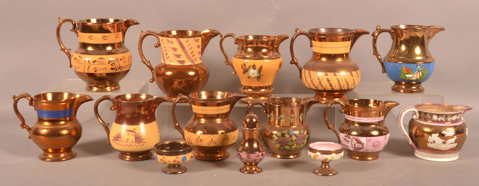 Lot of Antique Copper Lustre China. (1 of 2)