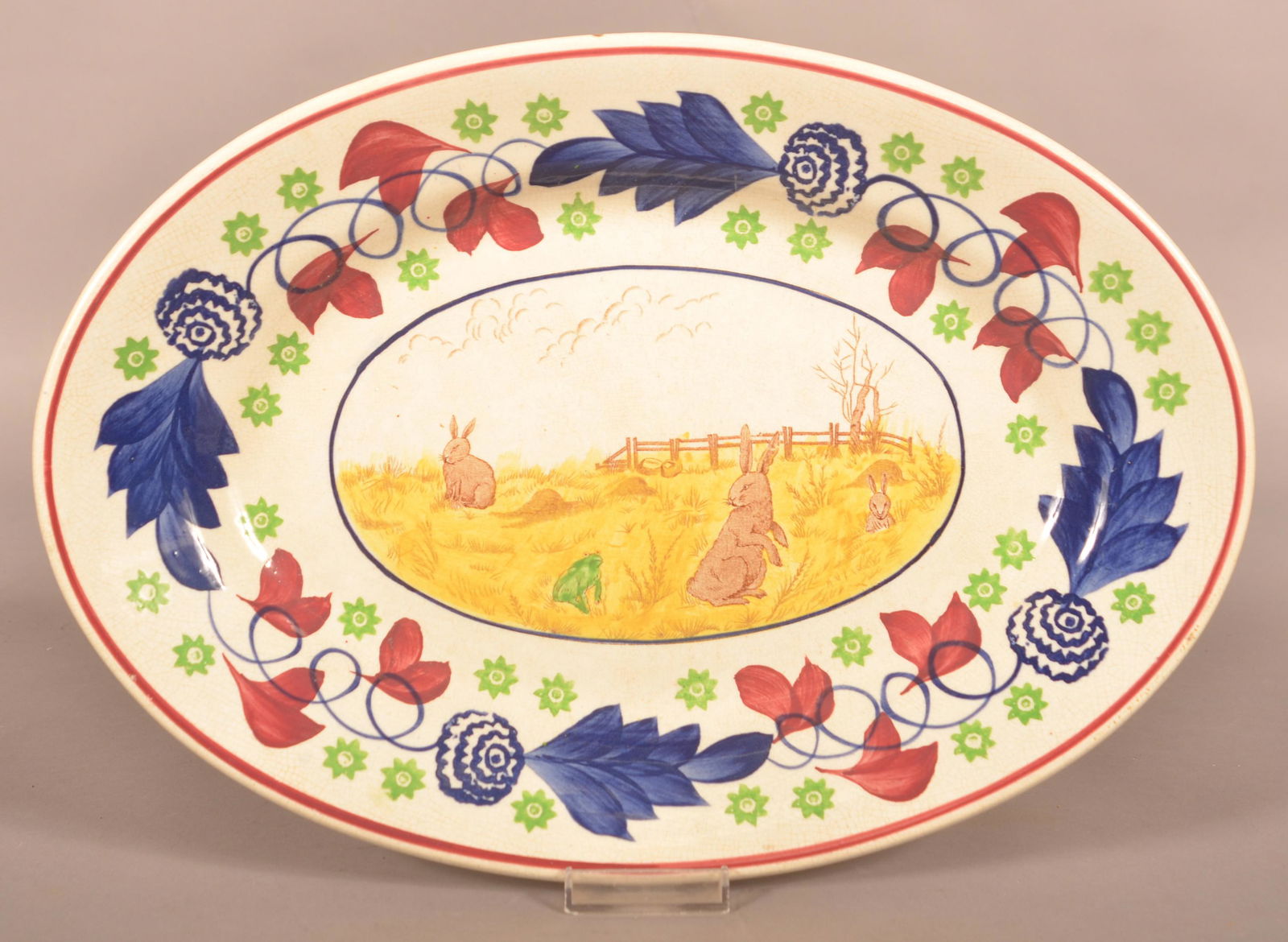 Stick Spatter Rabbitware Ironstone China Oval Platter. (1 of 3)