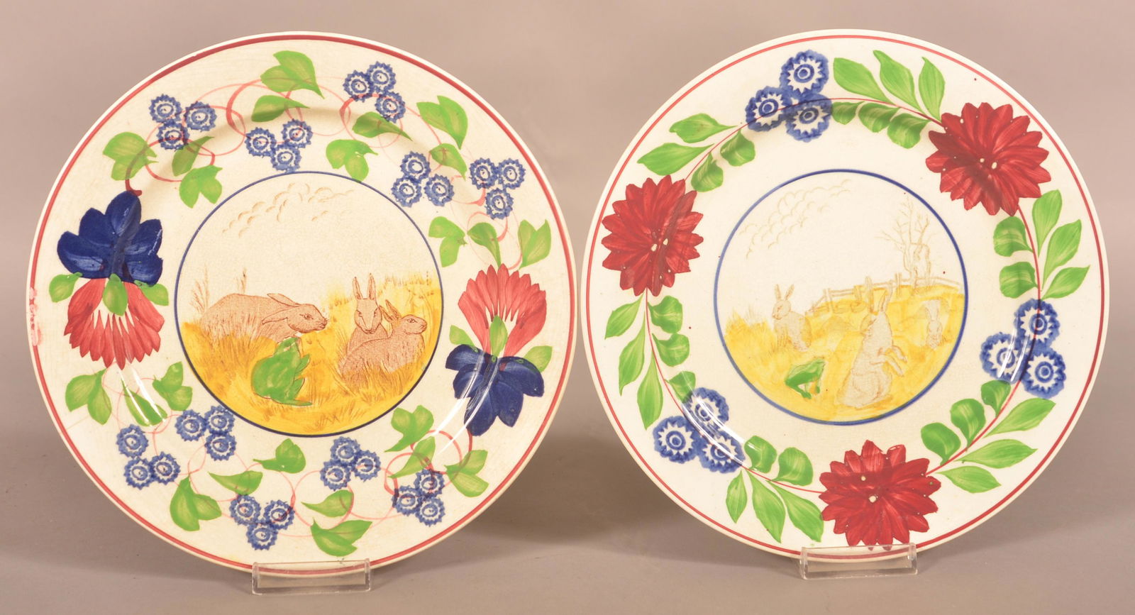 Two Stick Spatter Rabbitware Ironstone China Plates. (1 of 2)