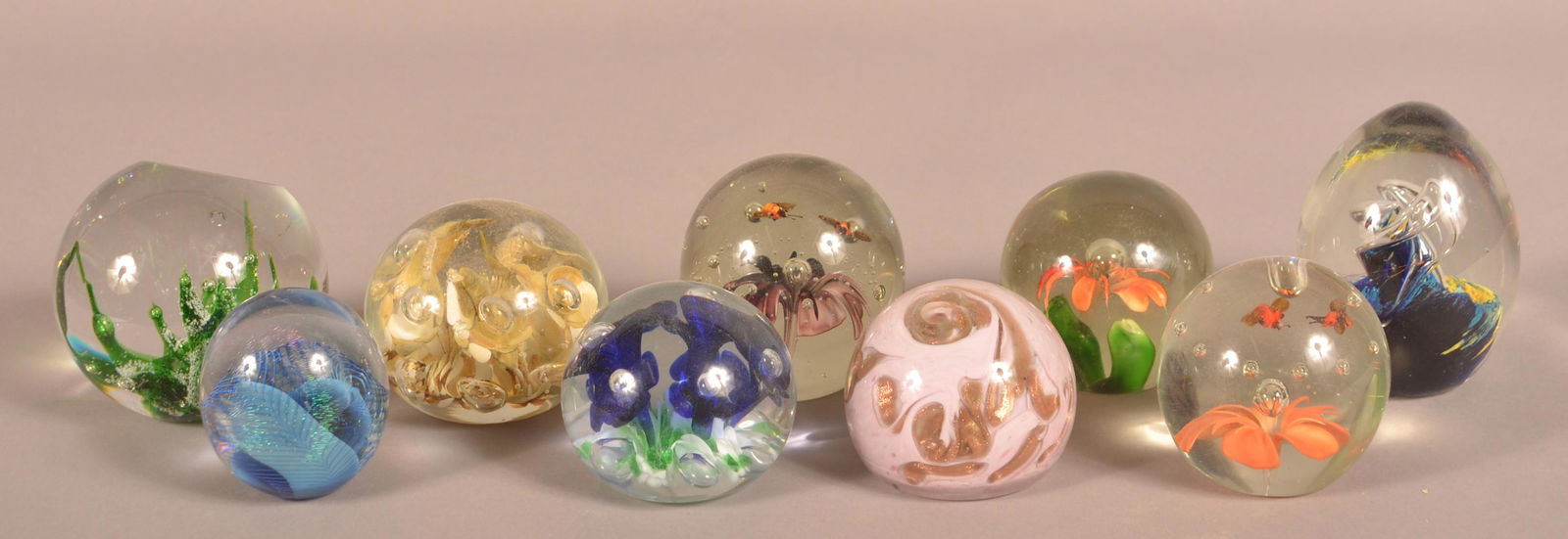 Lot of Nine Vintage Glass Paperweights. (1 of 8)