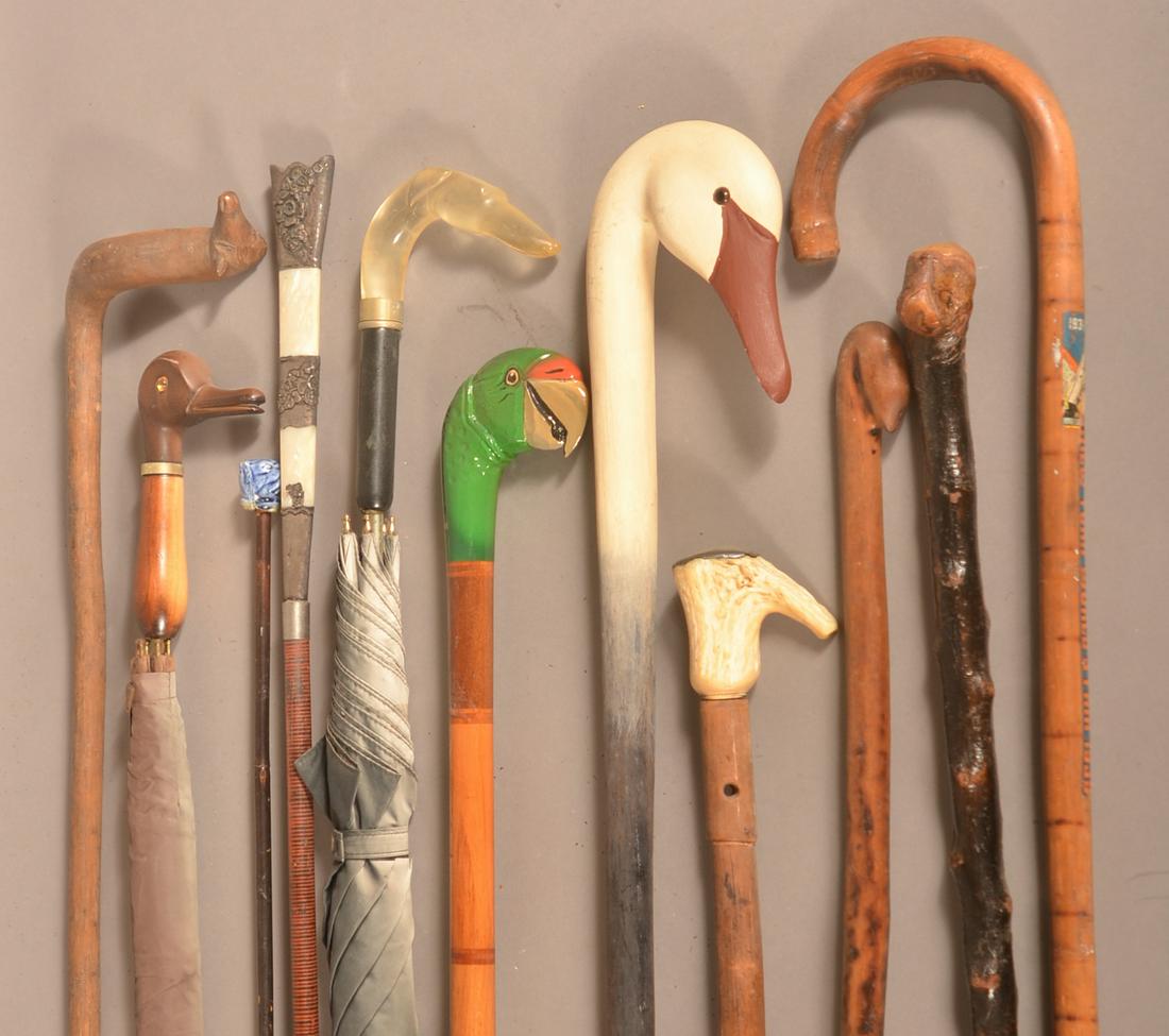 Lot of Antique/Vintage Canes and Umbrellas. (1 of 6)