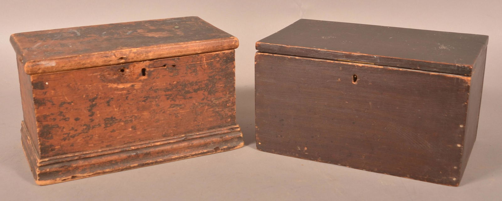 Two Antique Painted Softwood Trinket Chests. (1 of 5)
