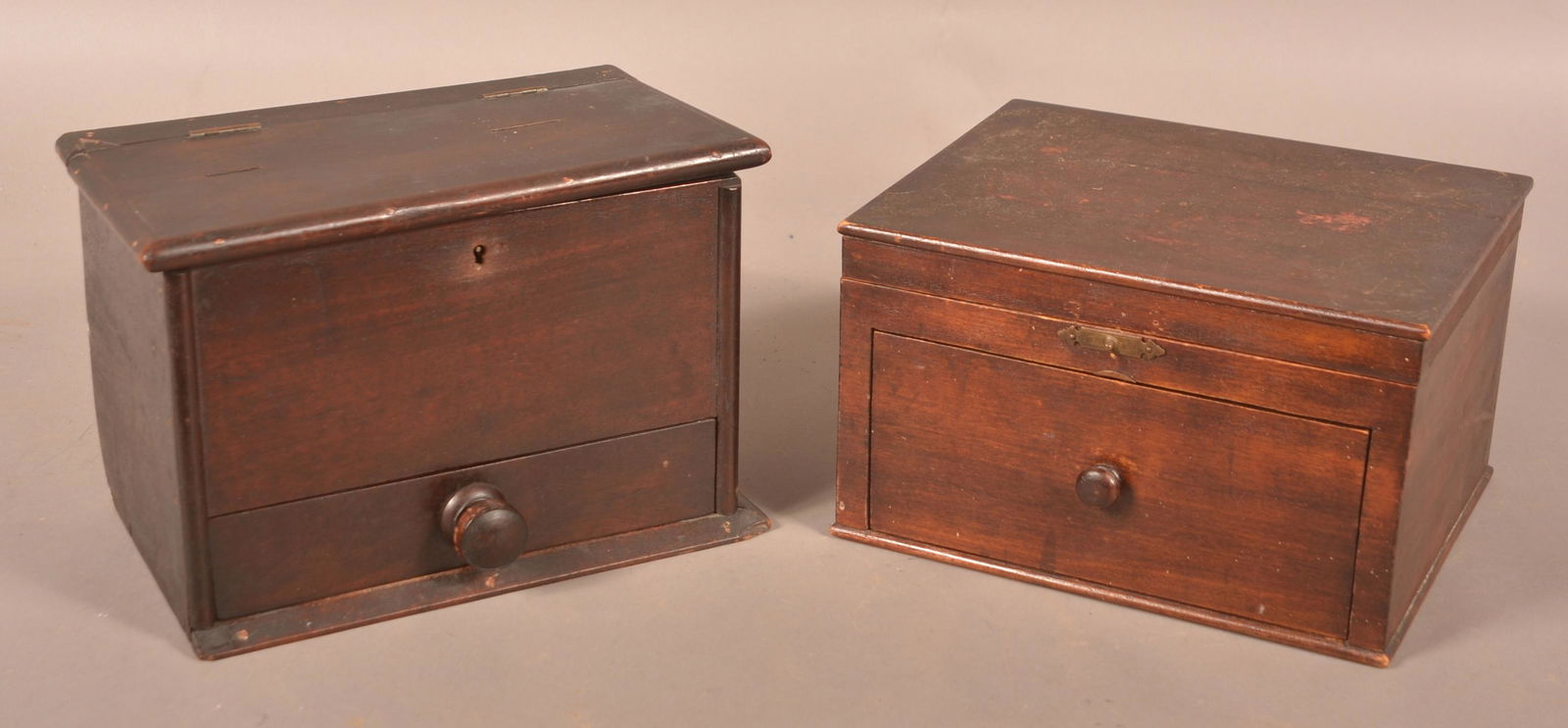 Antique Mahogany Ballot Box and Shaving Box. (1 of 3)