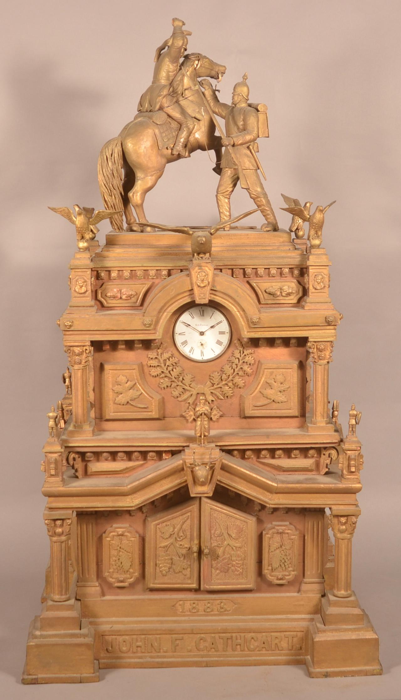 John F. Cathcart 1883 Folk Art Clock Memorial. (1 of 10)
