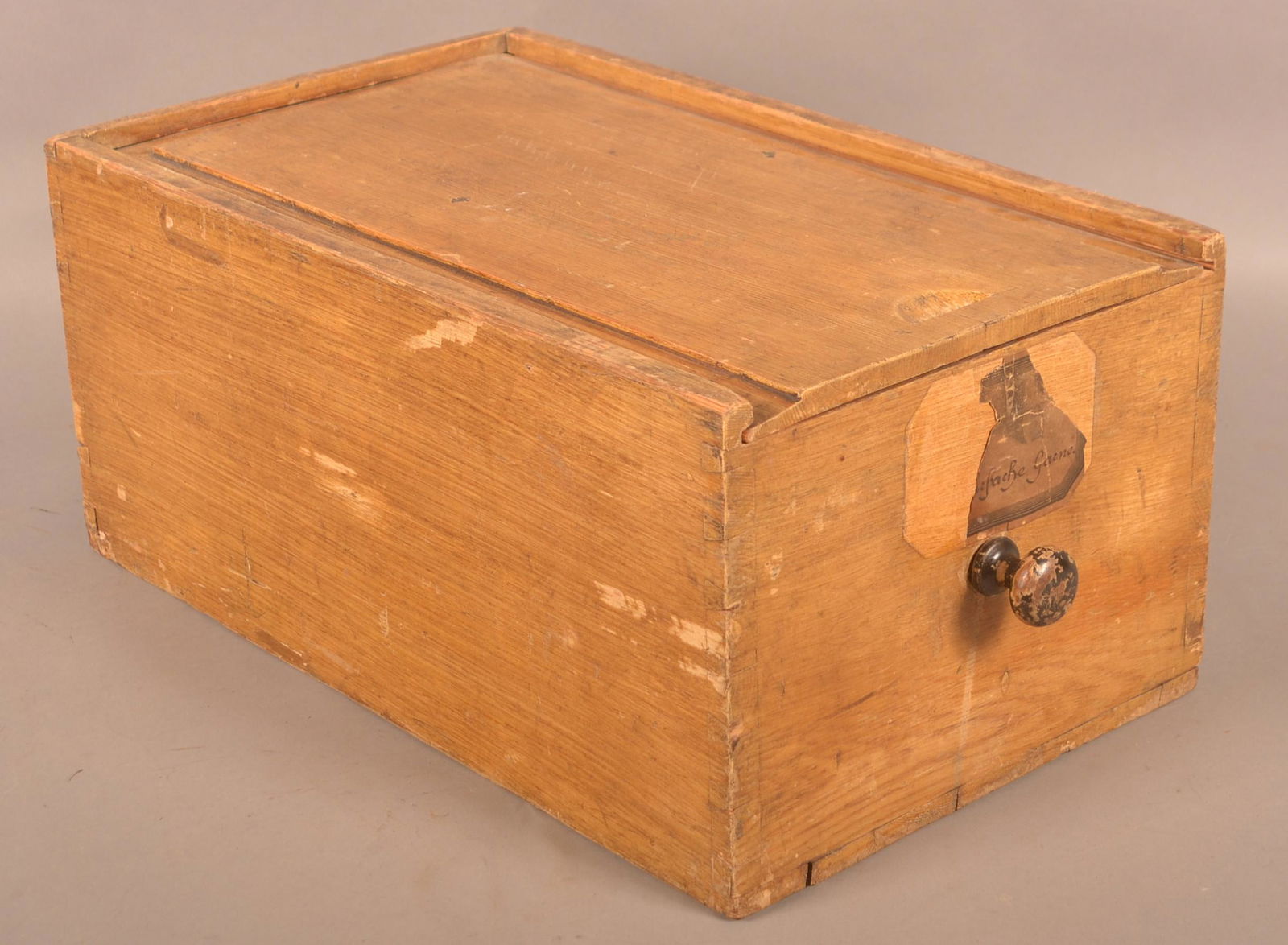 PA 19th Century Grain-Painted Softwood Slide-Lid Box. (1 of 4)
