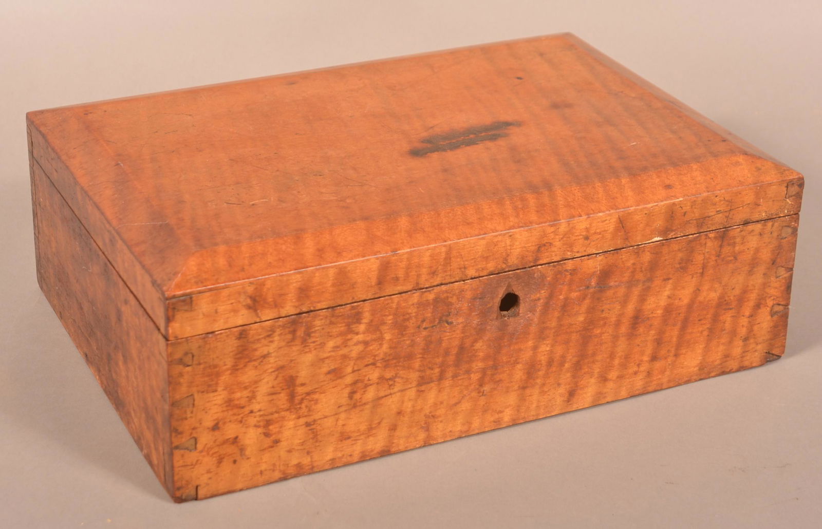 Antique Tiger Maple Bureau Box. (1 of 3)