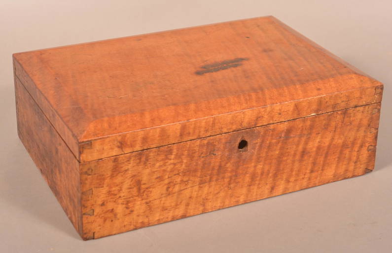 Antique Tiger Maple Bureau Box. (0189) on Mar 03, 2023 Conestoga