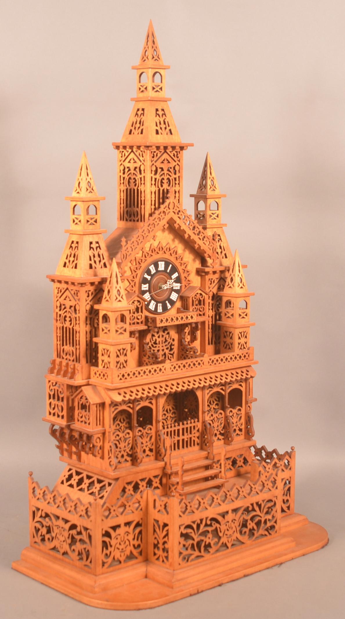 Folk Art Fretwork Gothic Cathedral Clock Tower. (1 of 7)