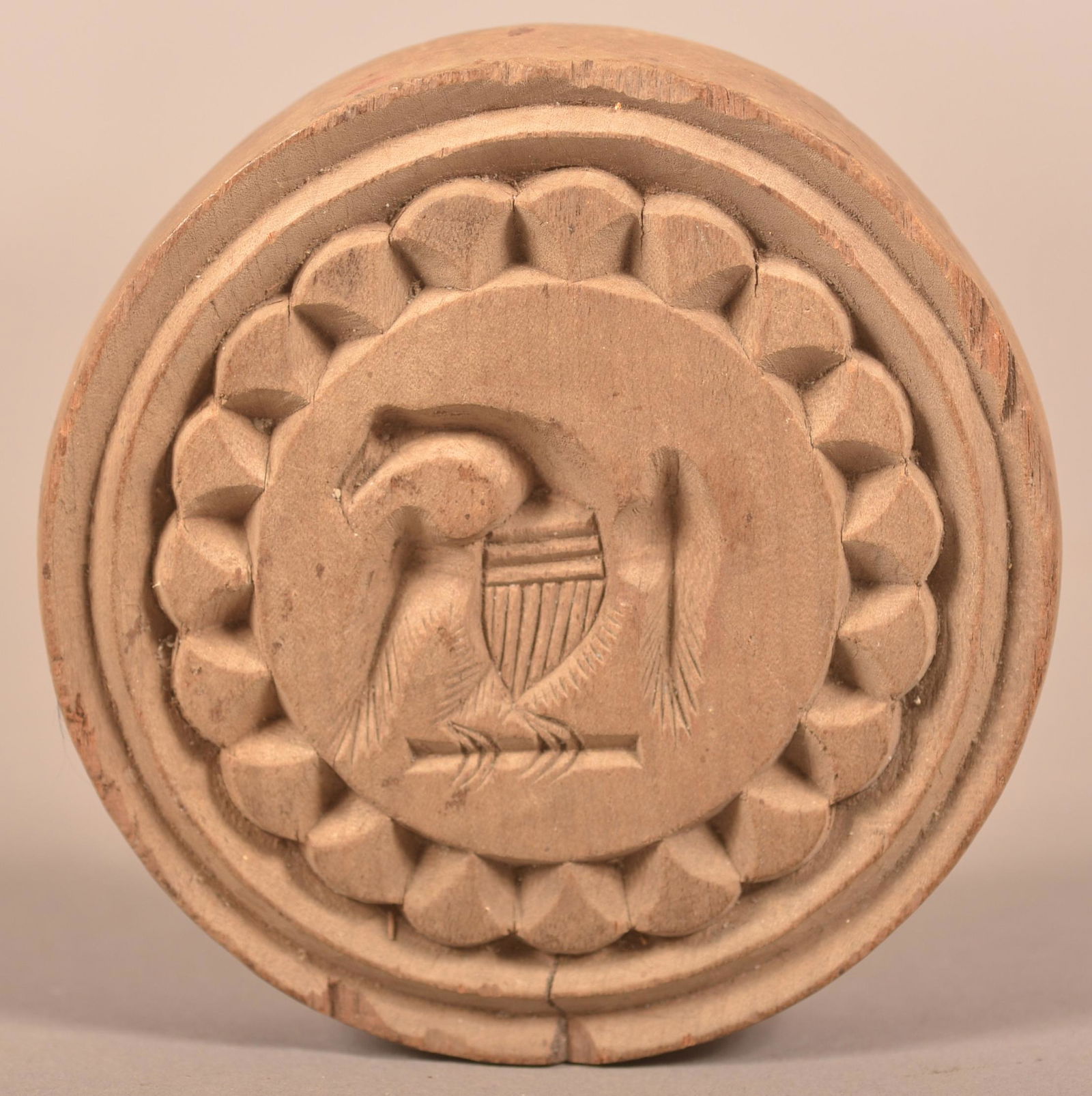 Antique Shield Body Eagle Disc-Form Butter Print. (1 of 3)