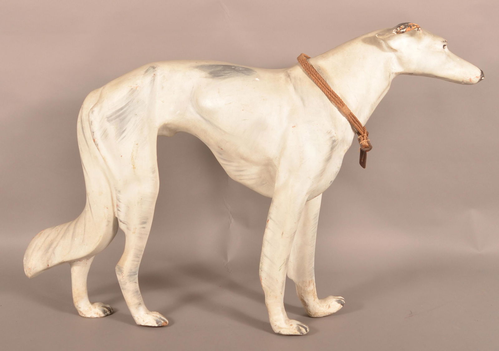 Folk Art Life-Size Painted Paper Mache Whippet. (1 of 4)