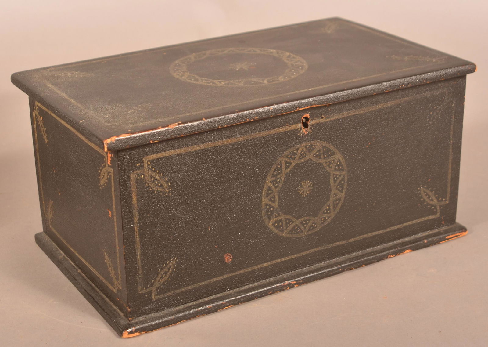 Antique Paint-Decorated Softwood Trinket Chest. (1 of 3)