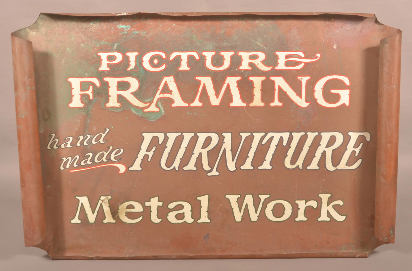 Vintage Copper Single-Sided Trade Sign. (1 of 3)