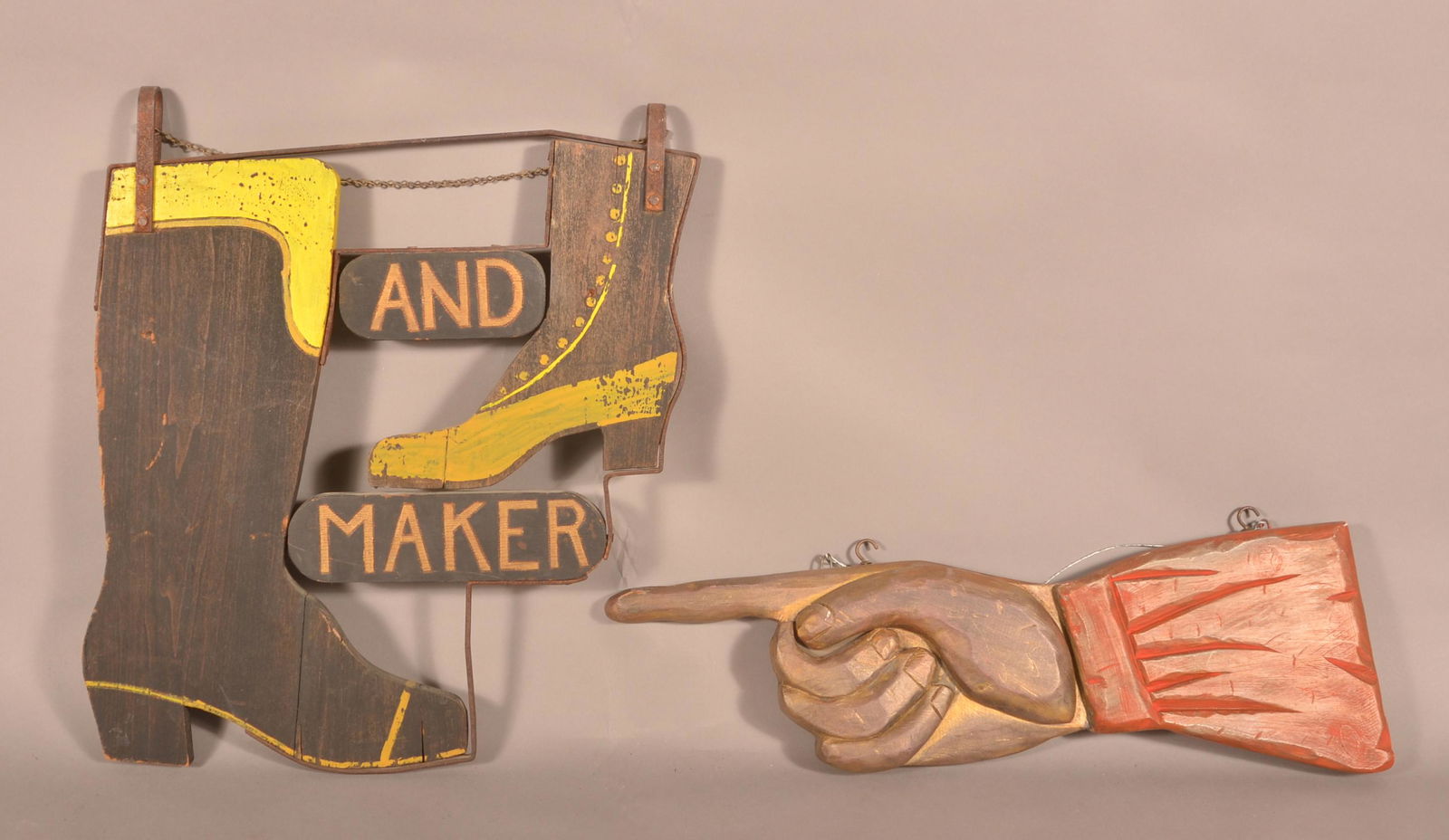 Two Vintage Painted Wood Trade Signs. (1 of 2)
