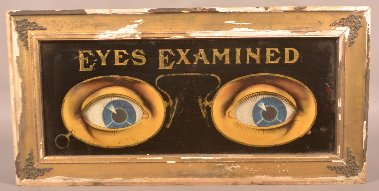 Rare "Eyes Examined" Clock-Work Trade Sign. (1 of 3)