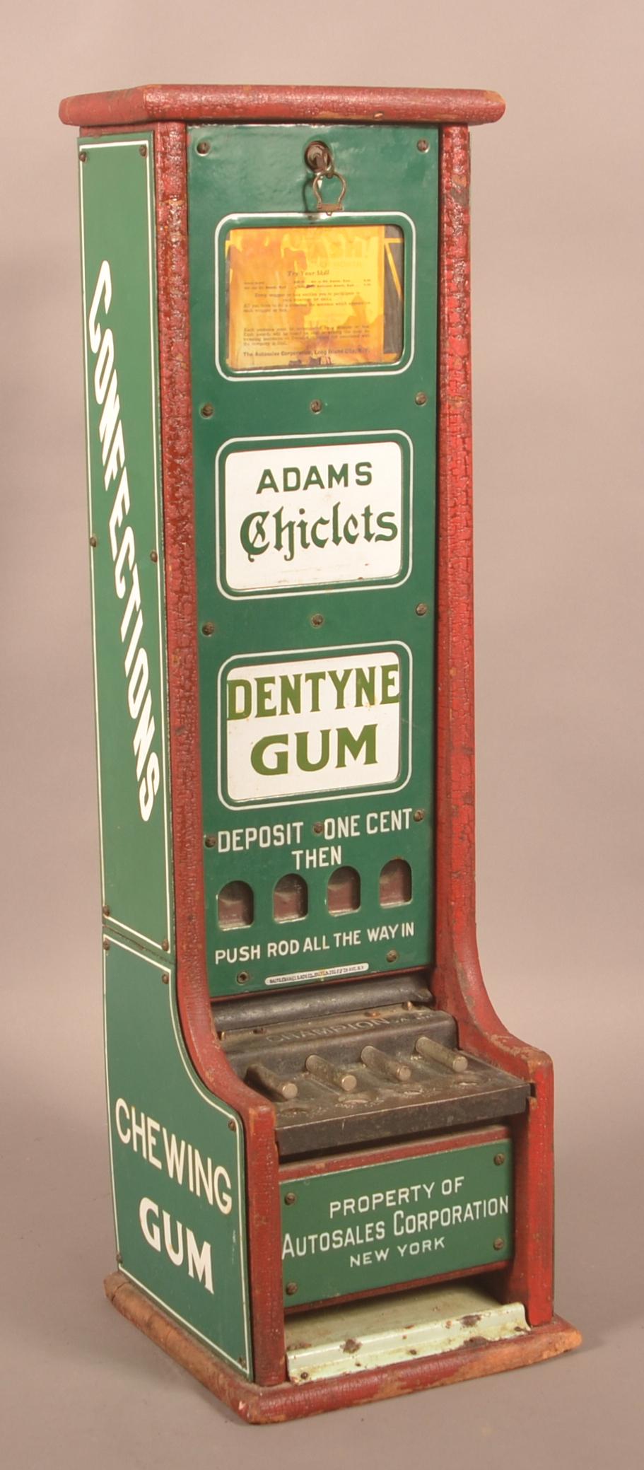 1 Cent Auto Sales Chewing Gum Vending Machine. (1 of 7)