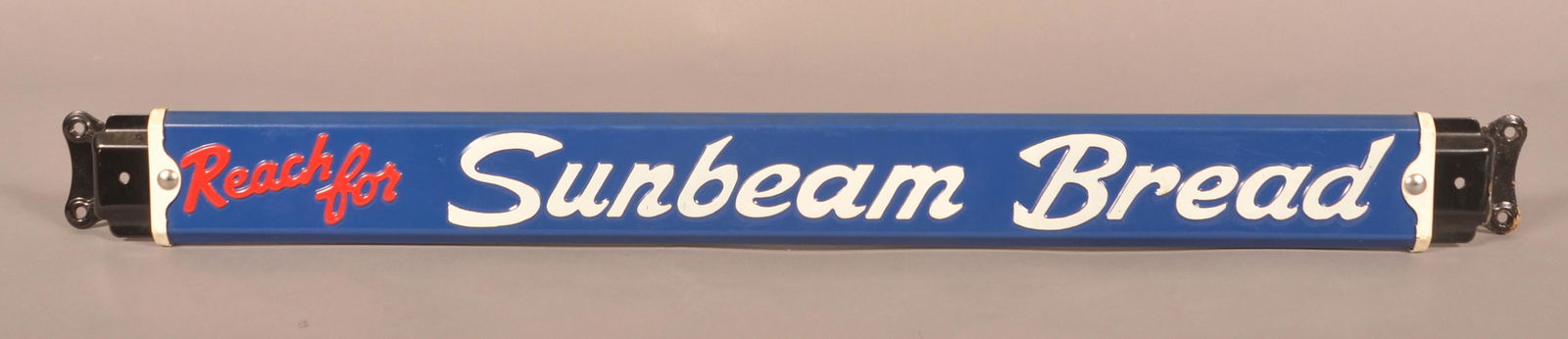 Sunbeam Bread Embossed Tin Door Push Bar. (1 of 3)