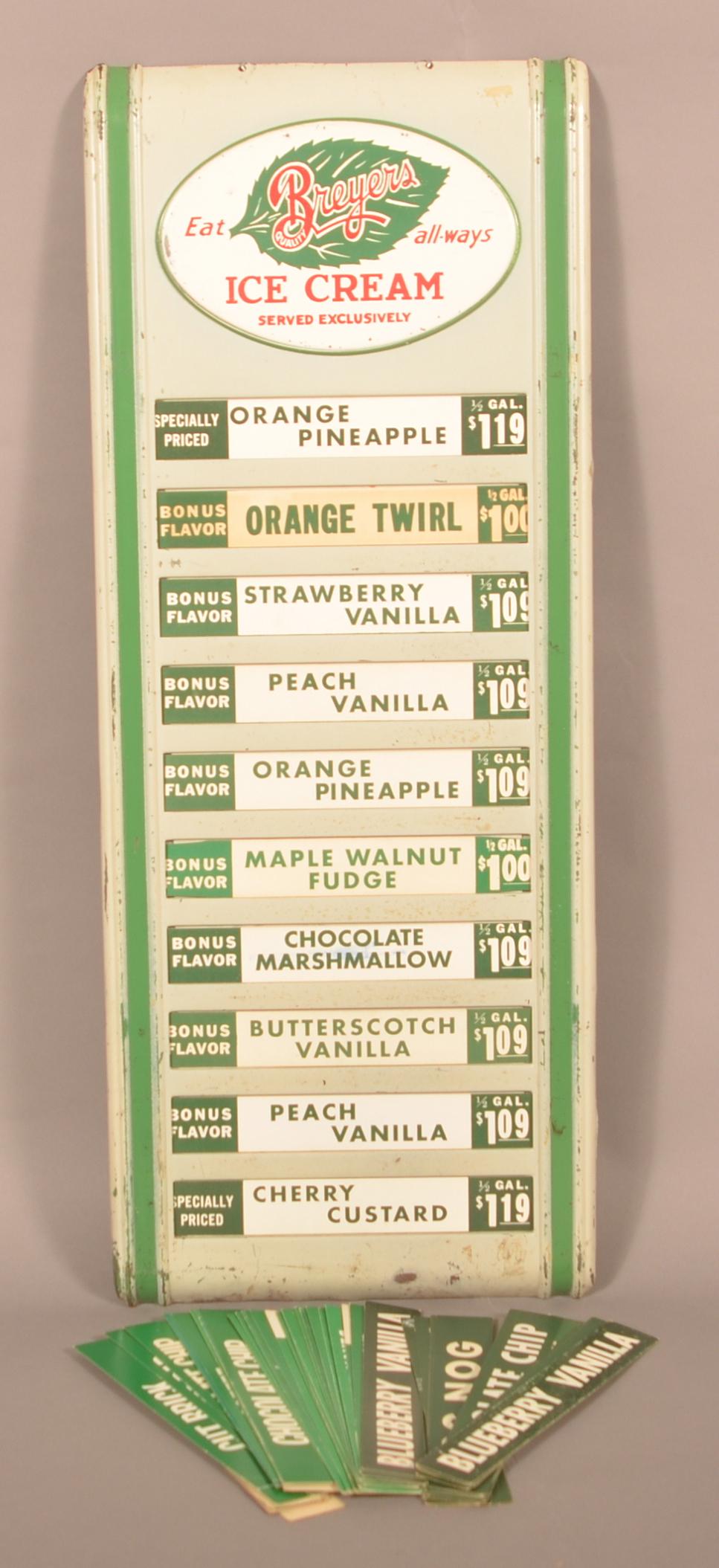 Art Deco Breyers Ice Cream Metal Menu Board. (1 of 4)