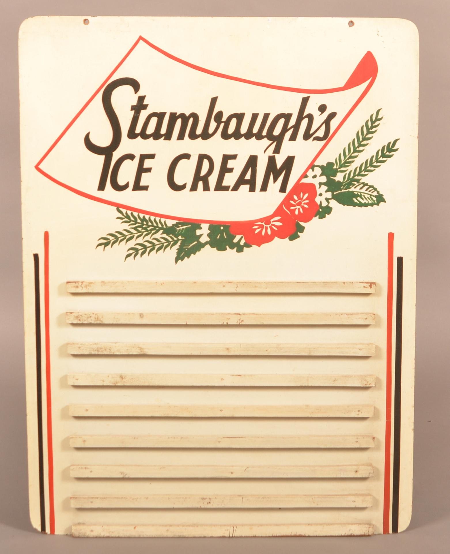 "Stambaugh's Ice Cream" Menu Board. (1 of 2)