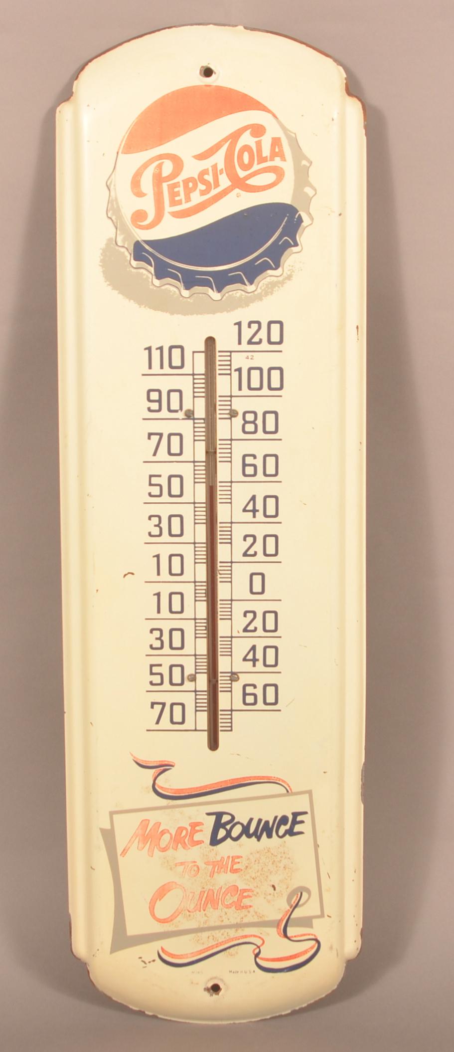 Vintage Pepsi-Cola Metal Advertising Thermometer. (1 of 4)