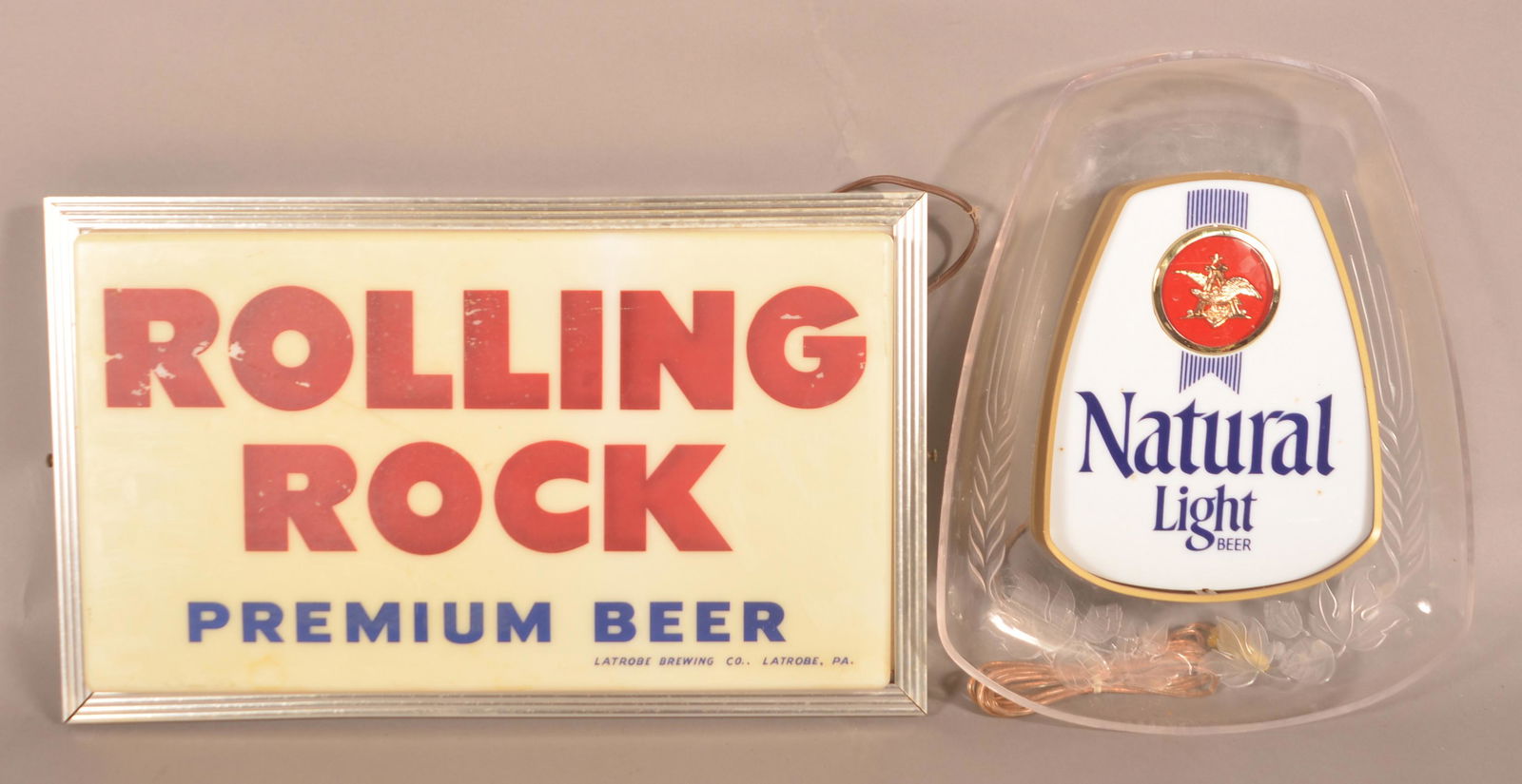 Natural Light and Rolling Rock Lighted Beer Signs. (1 of 2)