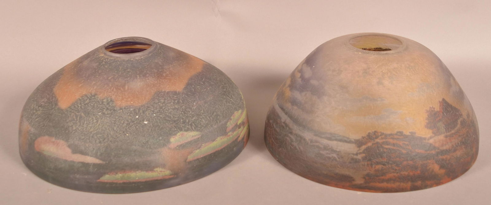 Two Reverse-Decorated Chiseled Glass Lamp Shades. (1 of 4)