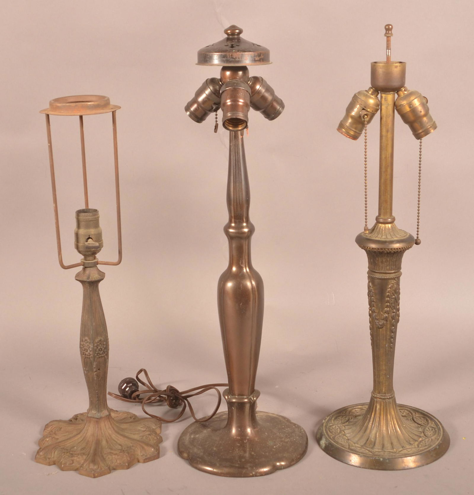 Three Various Cast Metal Table Lamp Bases. (1 of 3)
