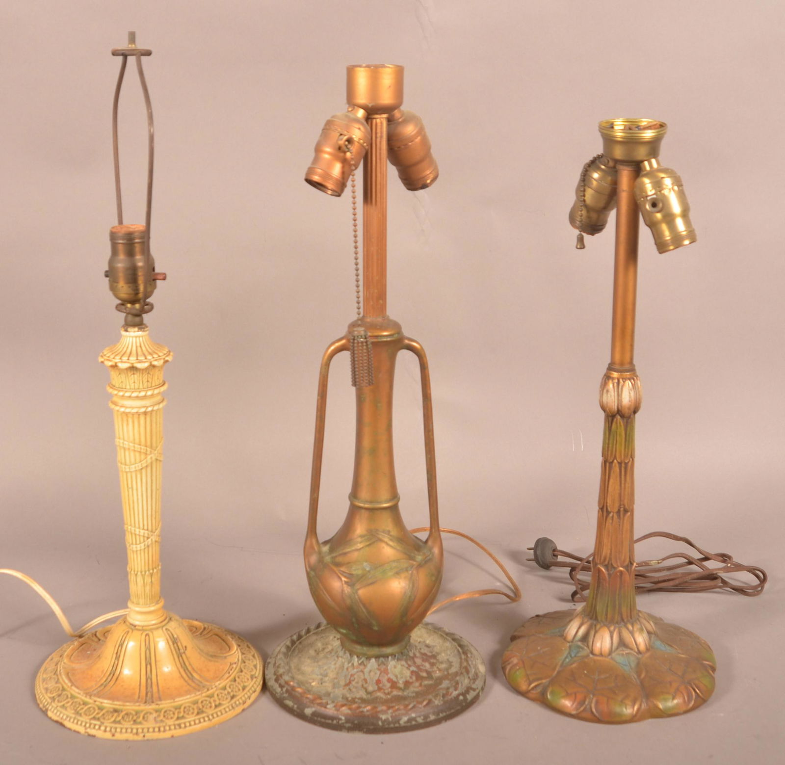 Three Various Cast Metal Table Lamp Bases. (1 of 3)