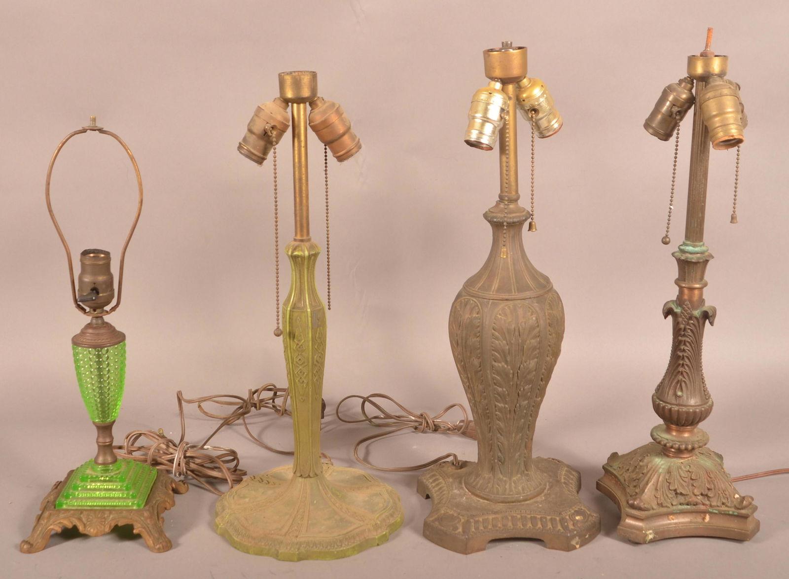 Four Various Cast Metal Table Lamp Bases. (1 of 3)