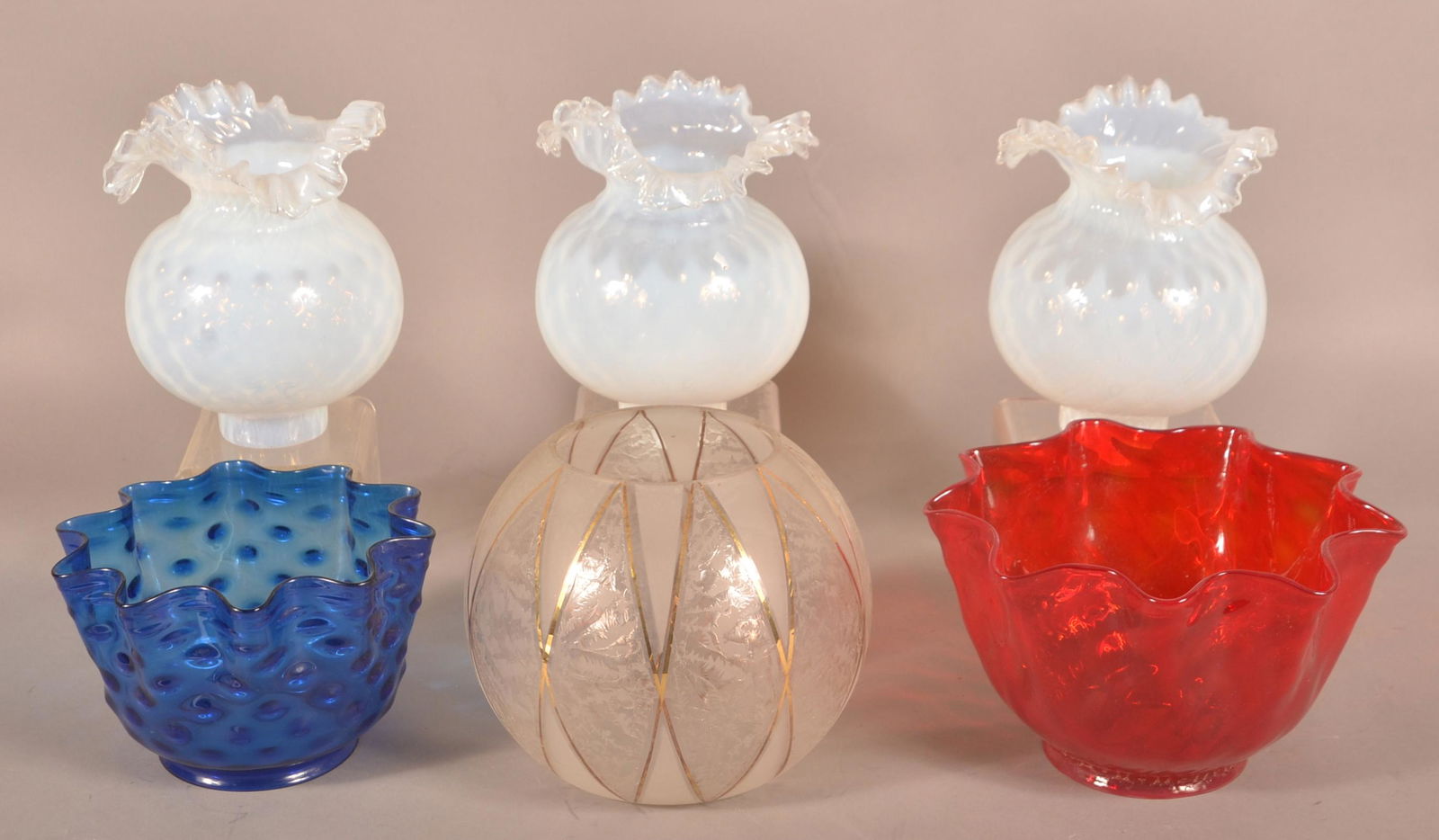 Six Various Glass Lamps Shades. (1 of 4)