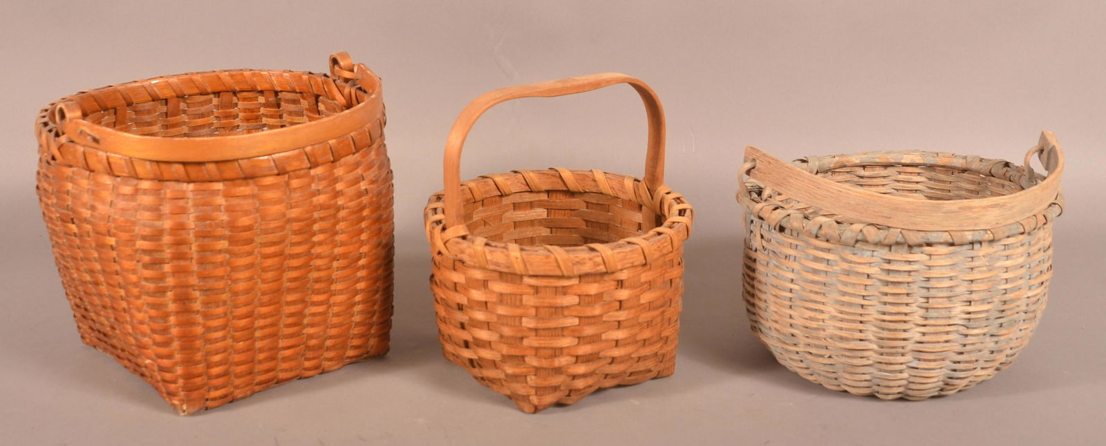 Three Antique Woven Oak Splint Baskets. (1 of 3)