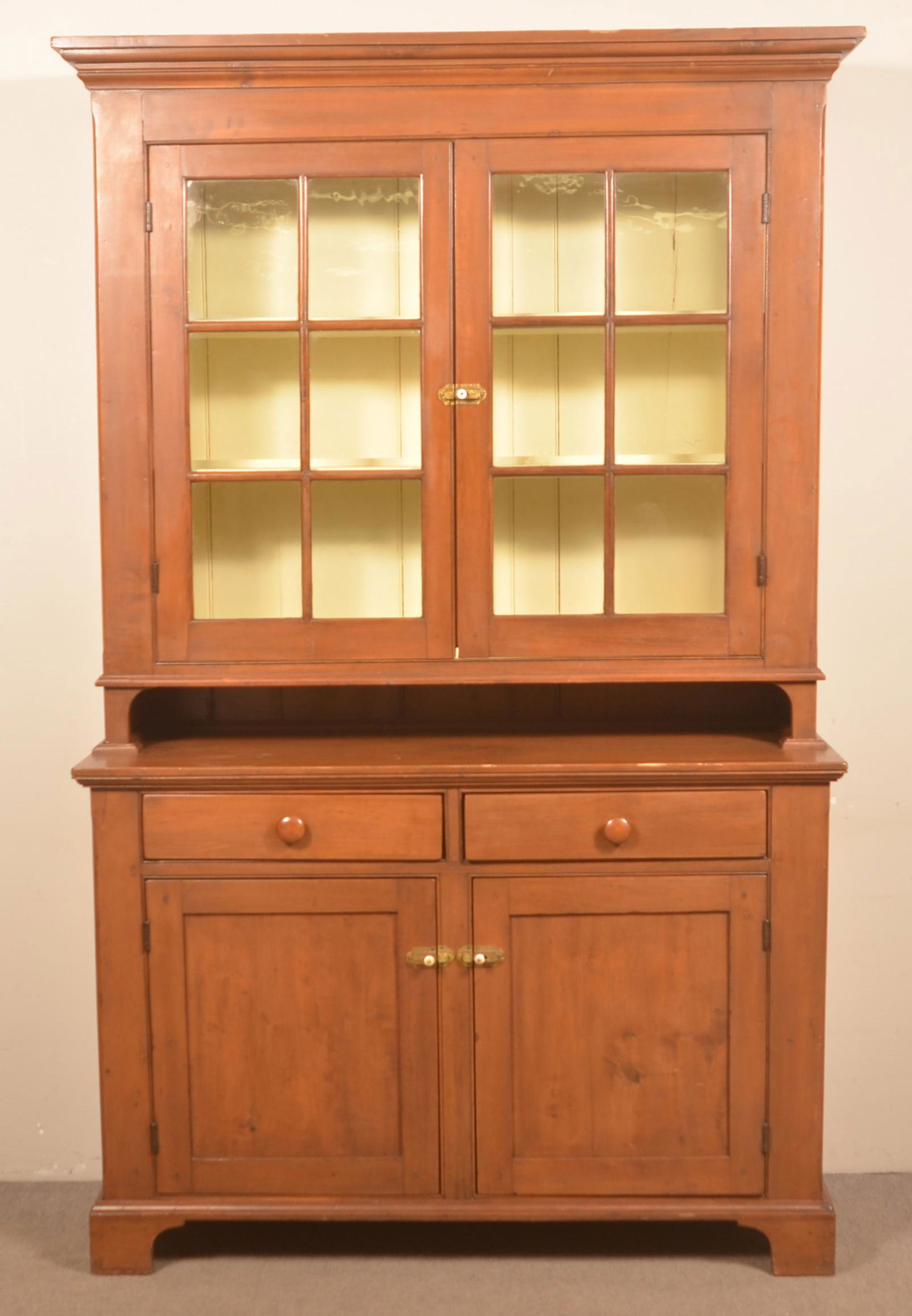 PA Federal Mixed Wood 2-Part Dutch Cupboard. (1 of 6)