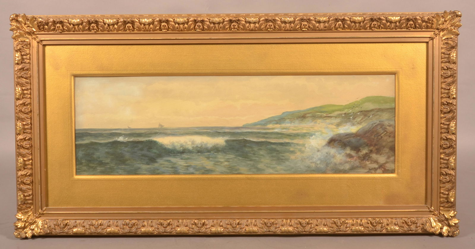 S. R. Wright Coastal Watercolor Painting. (1 of 3)