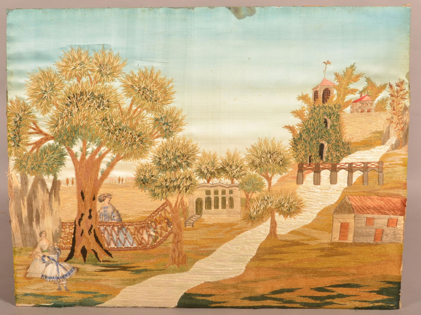 19th Century Pictorial Silk Needlework. (1 of 4)