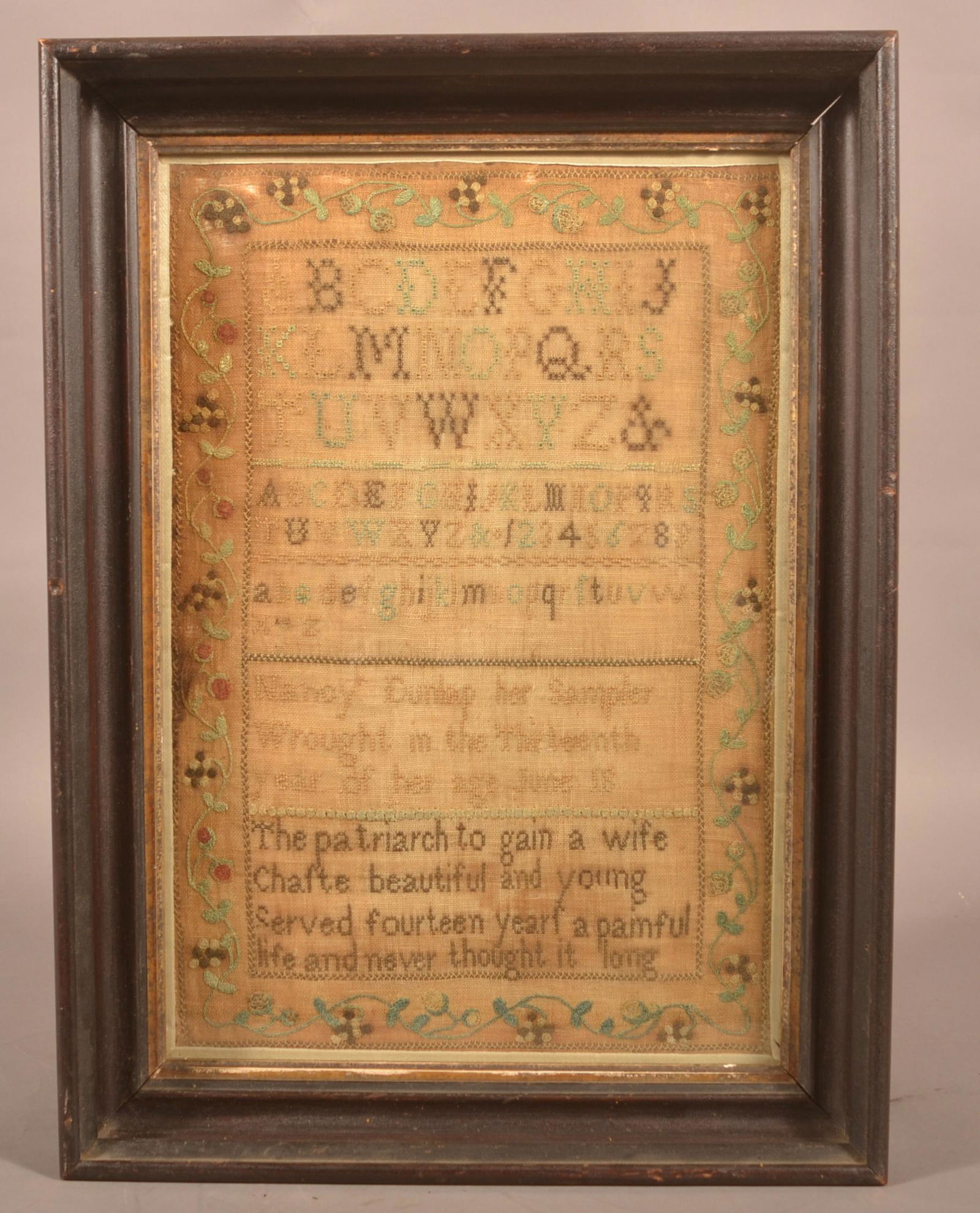 Framed 19th Century Cross Stitch Needlework Sampler. (1 of 3)