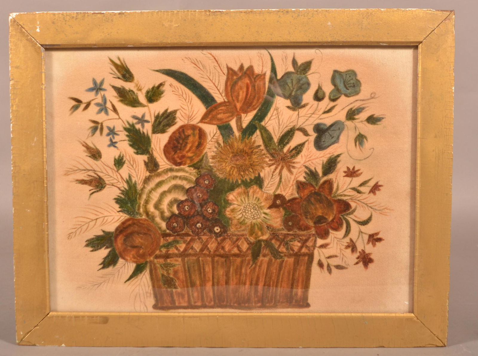 Unsigned 19th Century Basket of Flowers Theorem. (1 of 1)