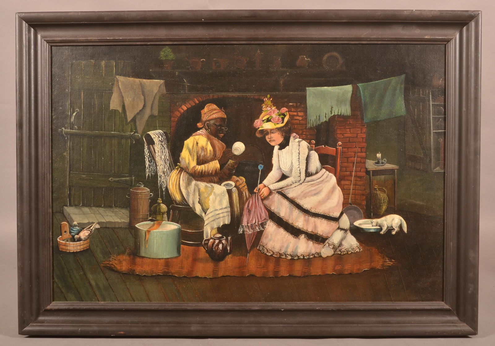 Oil on Canvas Interior Scene Painting. (1 of 5)