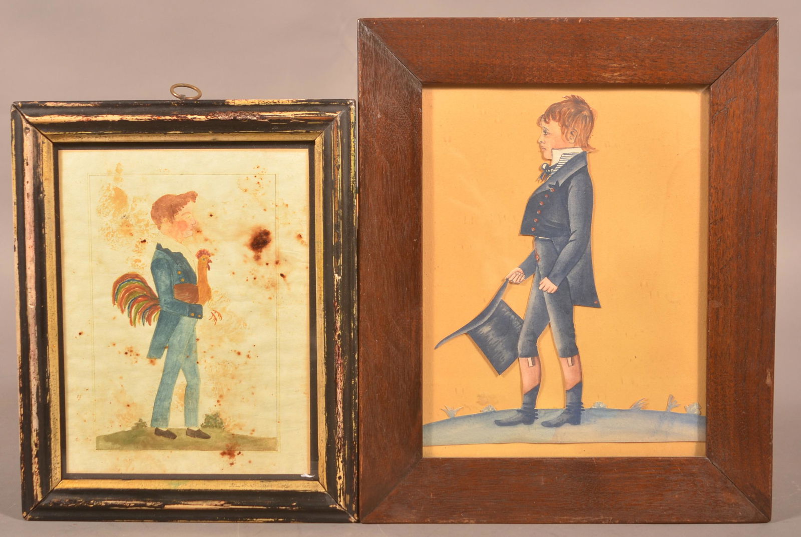 Two Framed Watercolors After Jacob Maentel. (1 of 3)