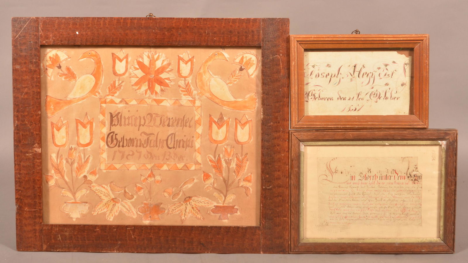 Three Various Framed 18th/19th Century Frakturs. (1 of 5)