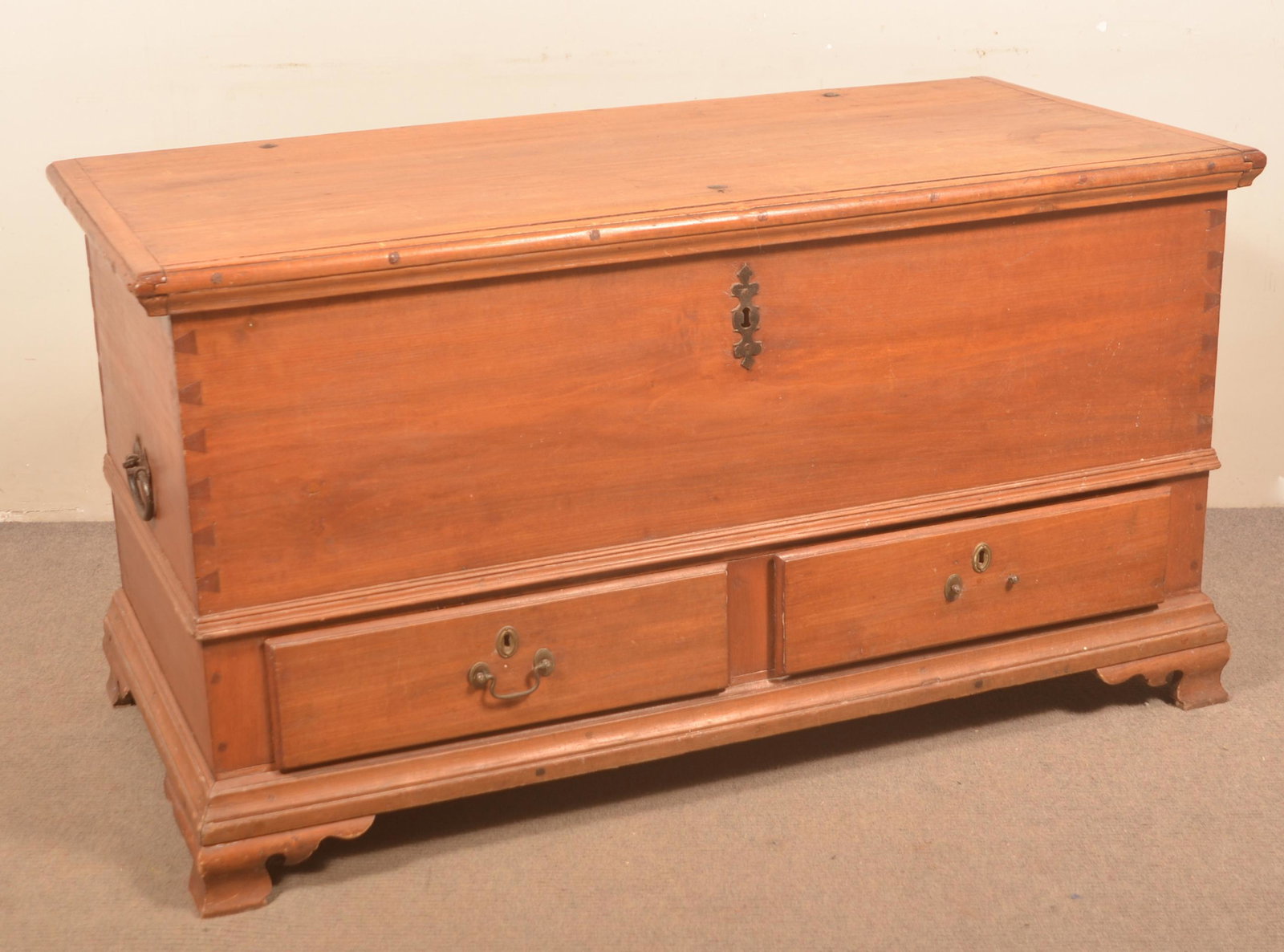 Pennsylvania Chippendale Softwood Dower Chest.: Pennsylvania Chippendale Softwood Dower Chest. 28''h. x 51-1/2''w. x 25''d.