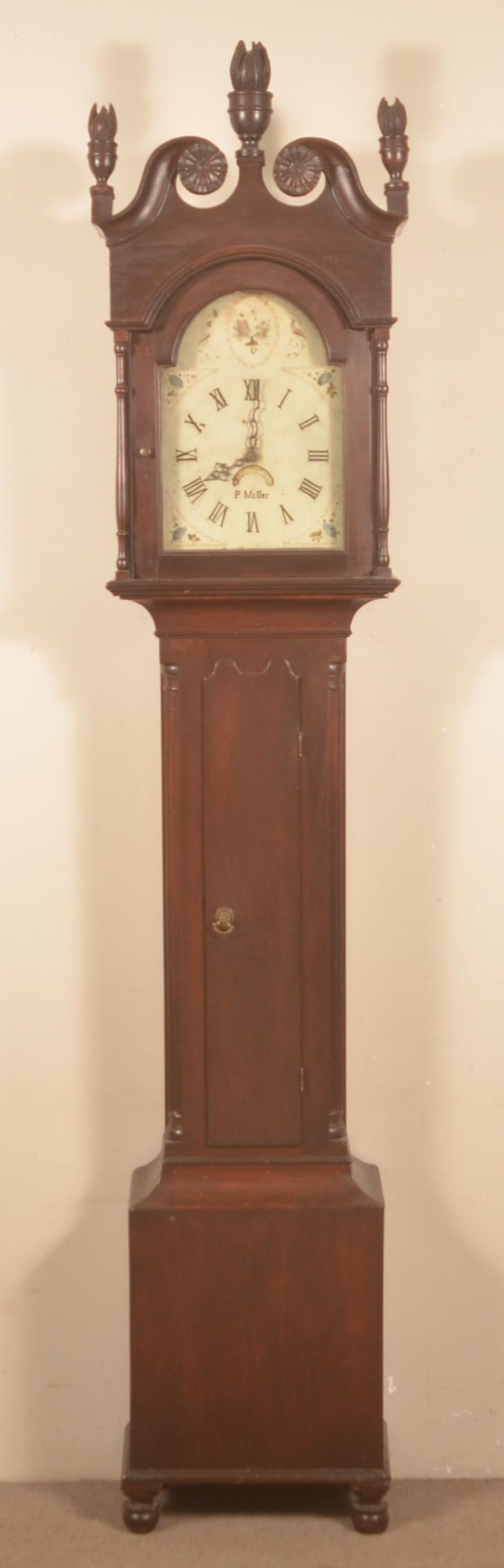 P. Miller Chippendale Walnut Tall Case Clock. (1 of 8)